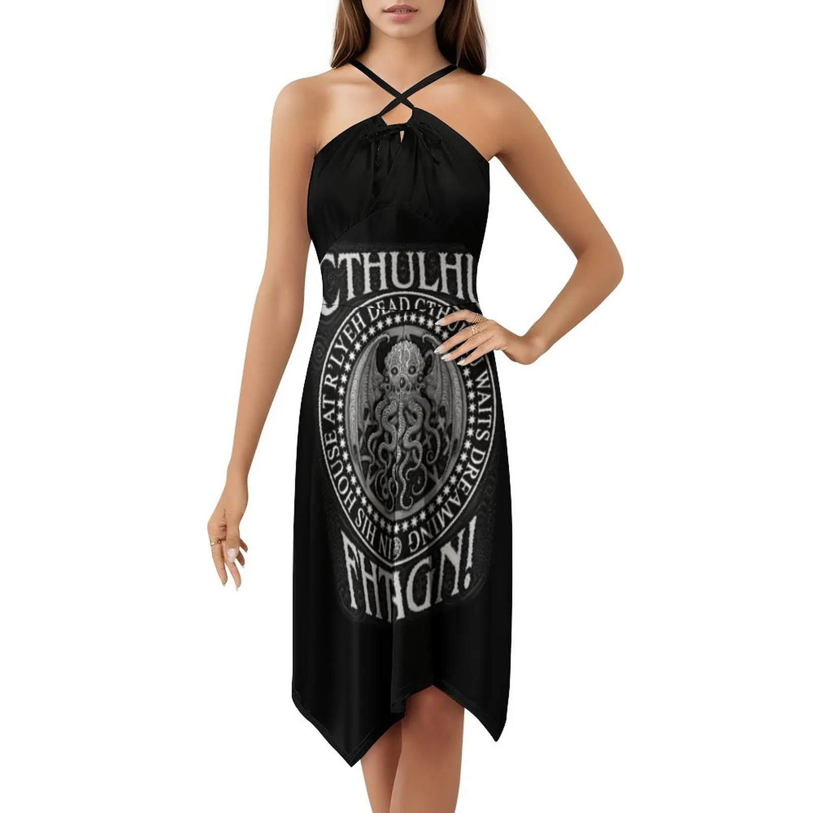 Cthulhu Sigil-Azhmodai 2019 فستان سموك زهري للنساء لربيع وصيف فستان كاجوال للحفلات Hp Necronomicon نداء Cthulhu #5