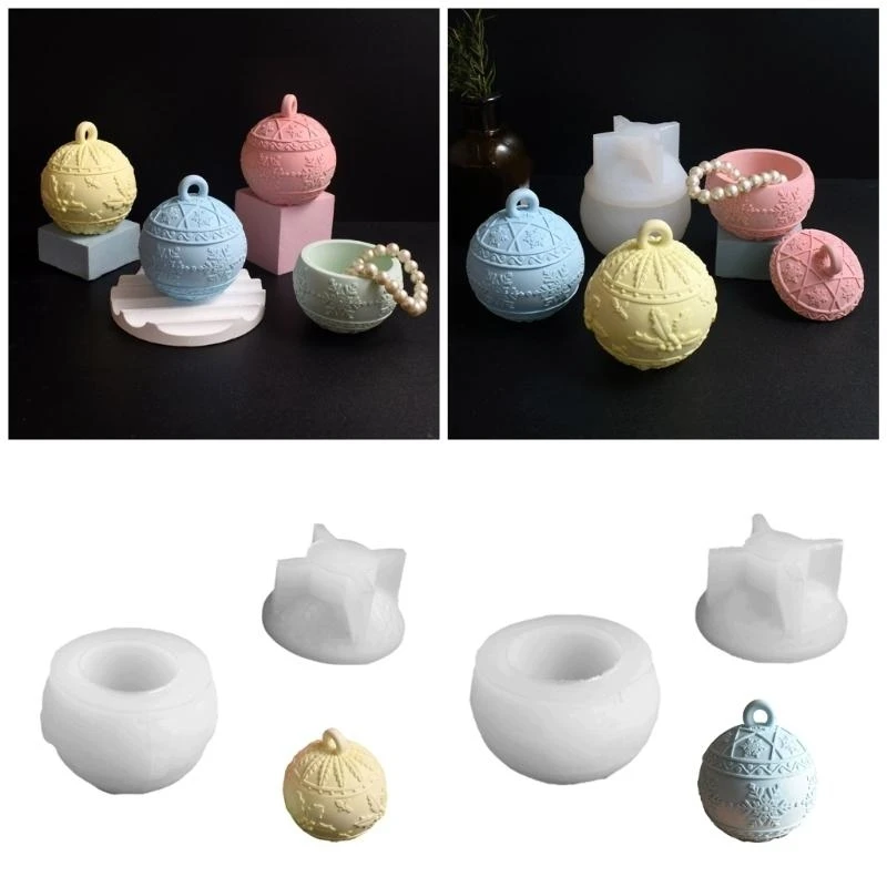 

Easy Release Jewelry Mold Round Shaped Storage Box with Lid Mould Embossed Holder Crafting Supplies