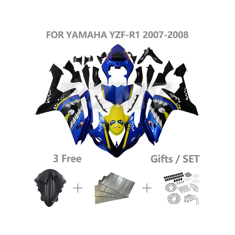 

Motorcycle Fairing ABS Plastic Body Kit Parts For YAMAHA YZF R1 2007-2008 YZF-R1 Customized Fairing Kit Accessories Y1007-1002b