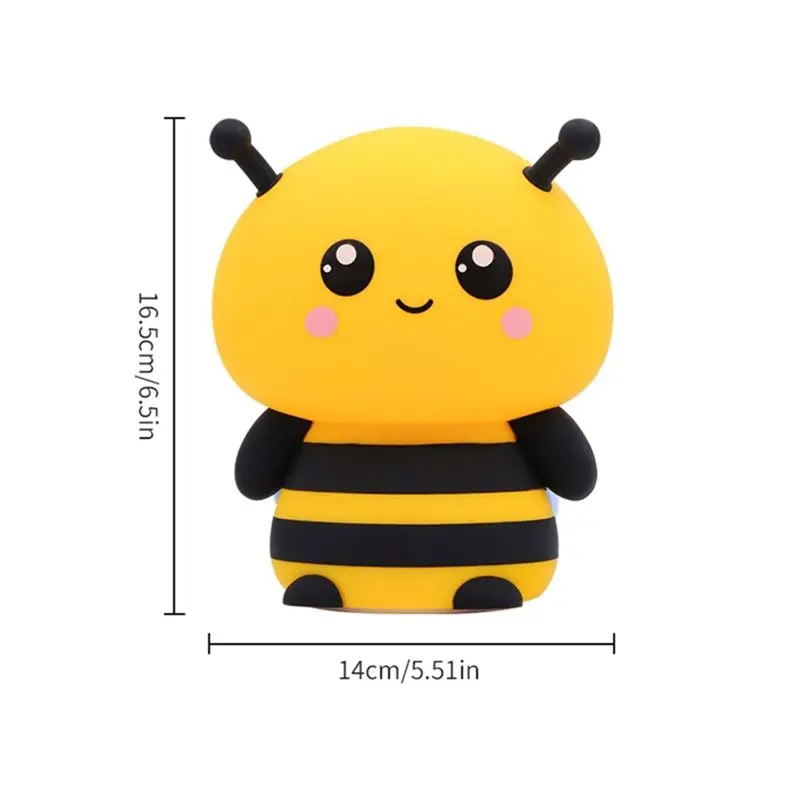 ABJT-Bee Night Light, Rechargeable Touch Control Dimming Bedside Lamp Timer Function For Home Decor Gift