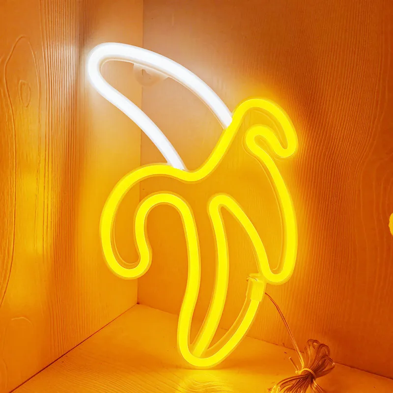 LED Neon Sign Lamp Banana Cherry Shaped Fruit Restaurant Wall Neon Light for Party Wedding Shop Birthday Home Decoration