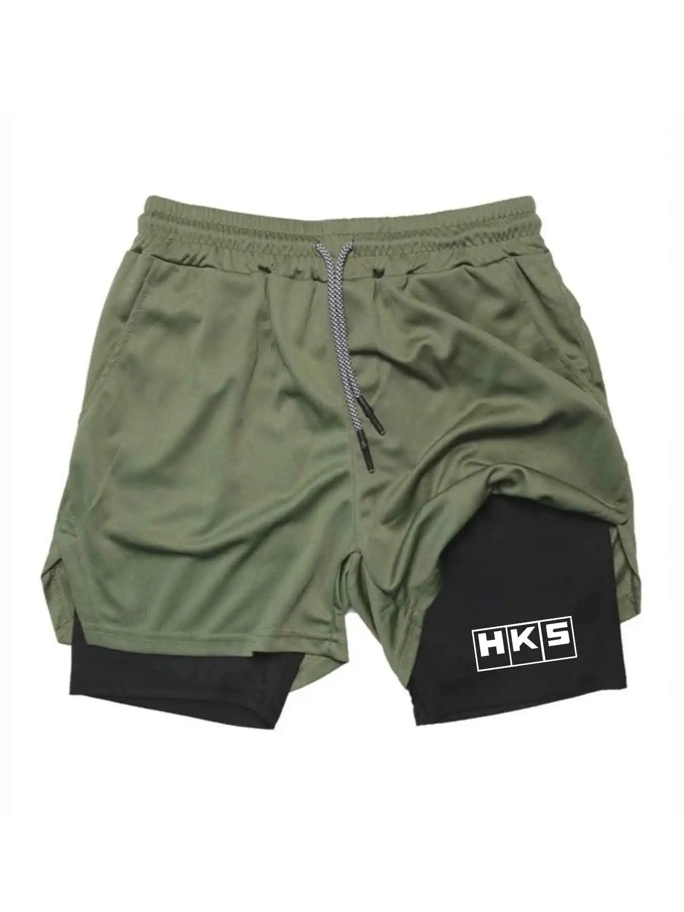 Men's fitness training quick drying sports shorts 2-in-1 double-layer quick drying fitness running shorts