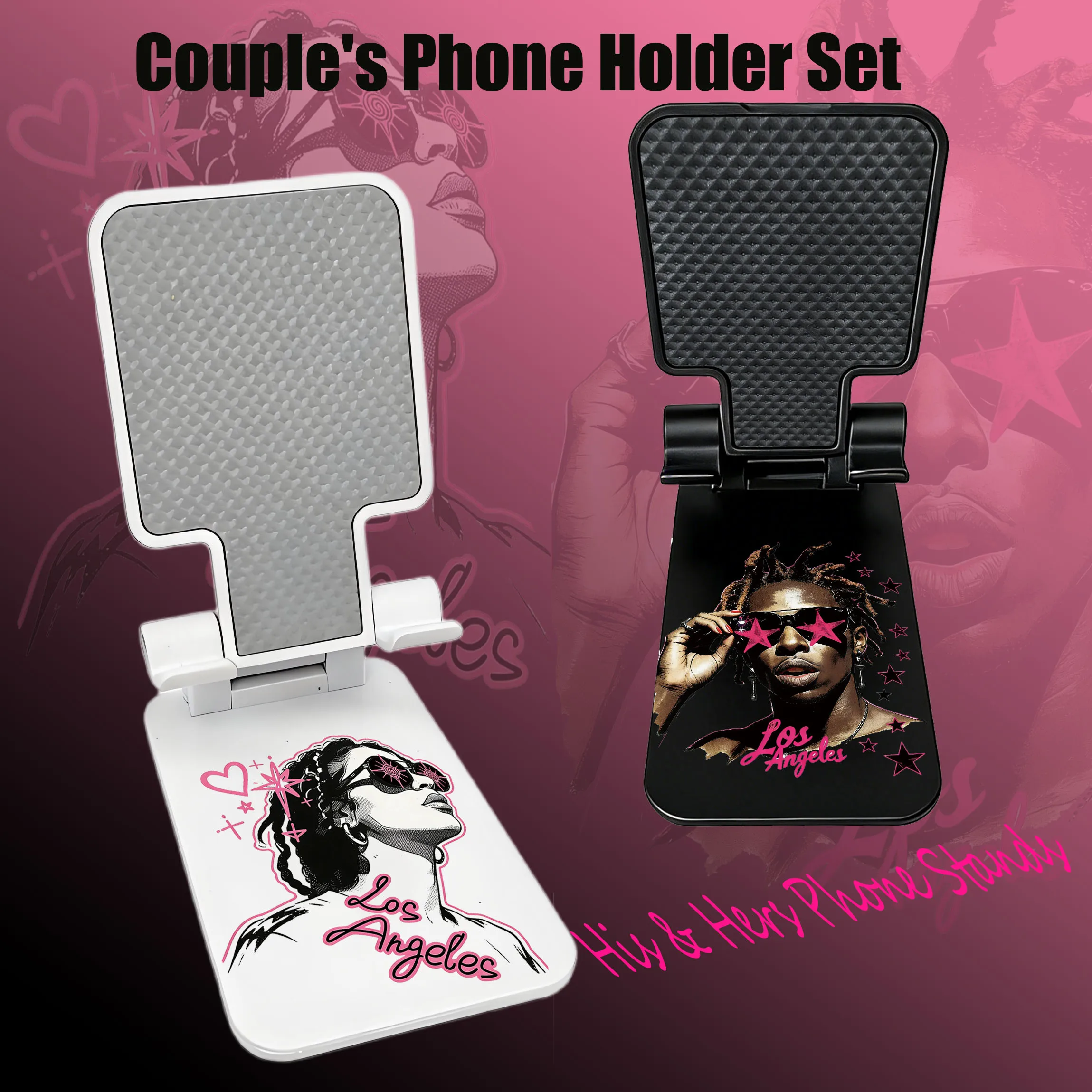 

2 шт., регулируемая по высоте и углу наклона портативная подставка для телефона, одинаковые подставки для мобильных телефонов в черно-белых цветах, складная подставка