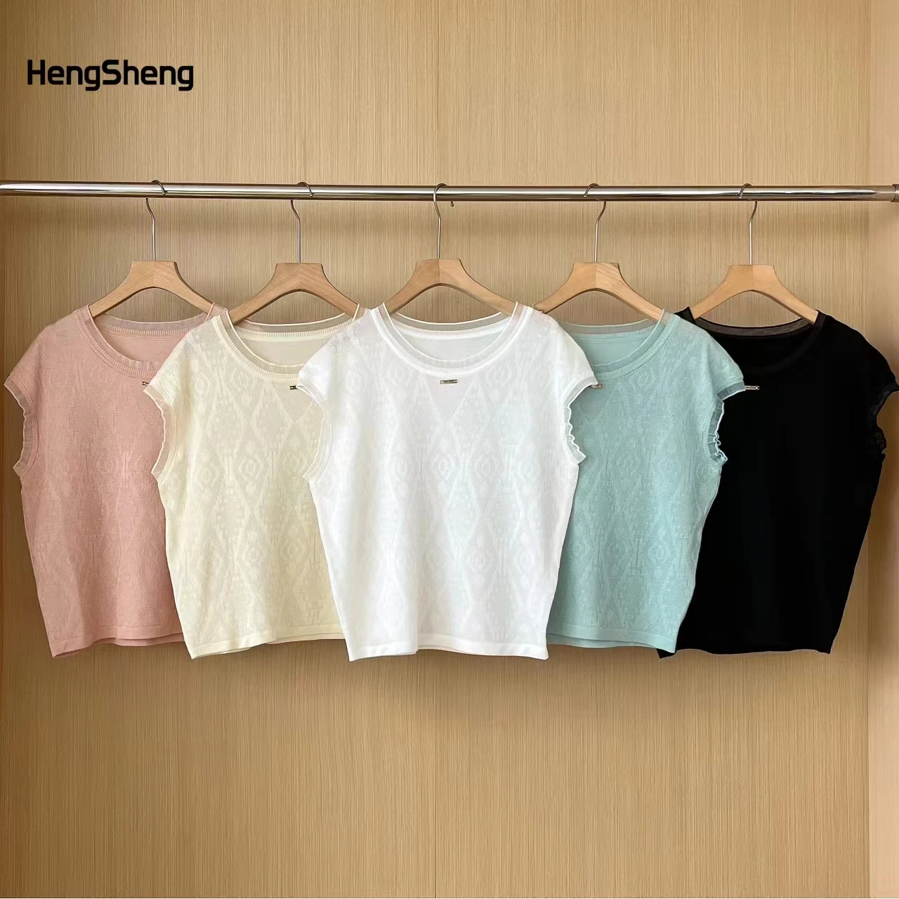 

Chinese Style Summer Short Sleeve Loose Knit Top with Unique Hollowed-out Lace for Women Clothing Woman Top Korean Style