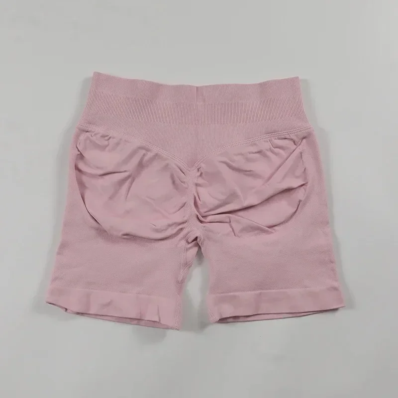 Бесшовные шорты для йоги, шорты для тренировок в тренажерном зале, эластичные шорты для бега с логотипом, шорты с низкой ребристой лентой, одежда