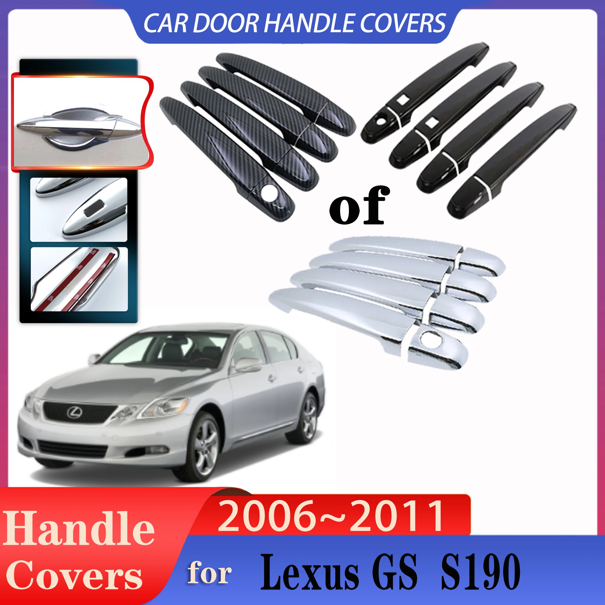 For Lexus GS Accessories S190 2006~2011 Car Door Handle Cover Exterior Scratch Protective Decor Rustproof Luxury Car Accessories