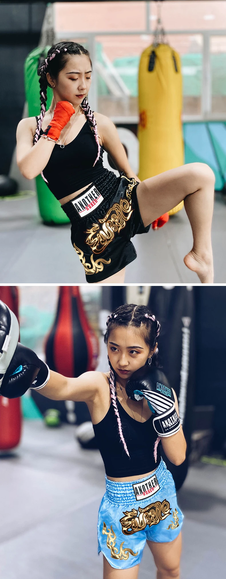 ANOTHERBOXER Muay Thai Shorts, bestickte MMA-Kampfkleidung für Männer, Frauen, Kinder, günstige Box-Trainingshose – Detail 10