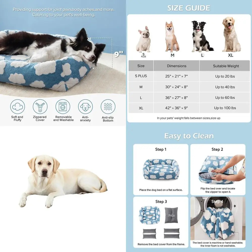 

Большая ортопедическая лежанка для собак XL-размера - моющаяся, со съемным чехлом, плюшевая и нескользящая