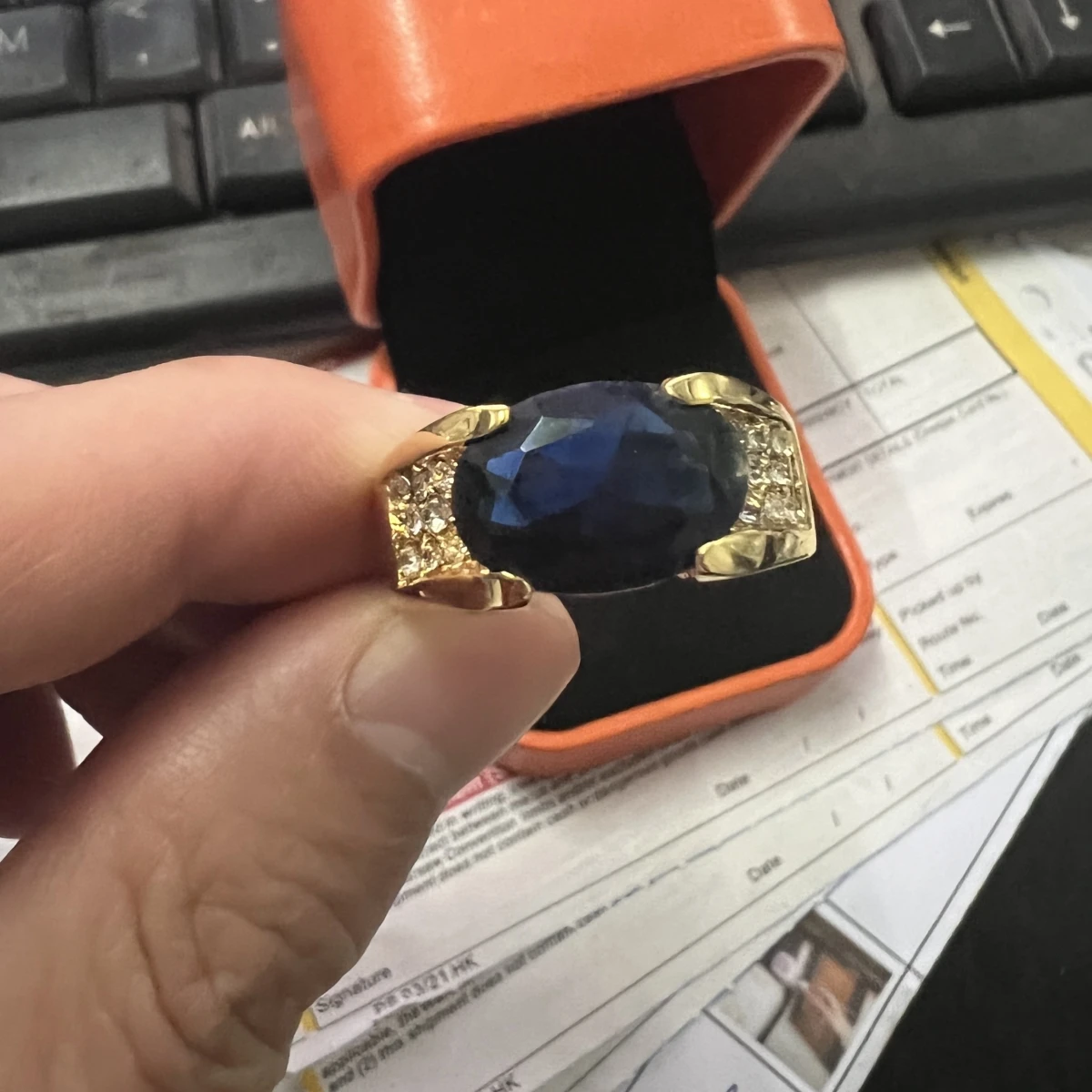 10K Yellow Gold Valuable Male Lab Sapphire Ring Engagement Wedding Band Rings for Men Party Jewelry Gift