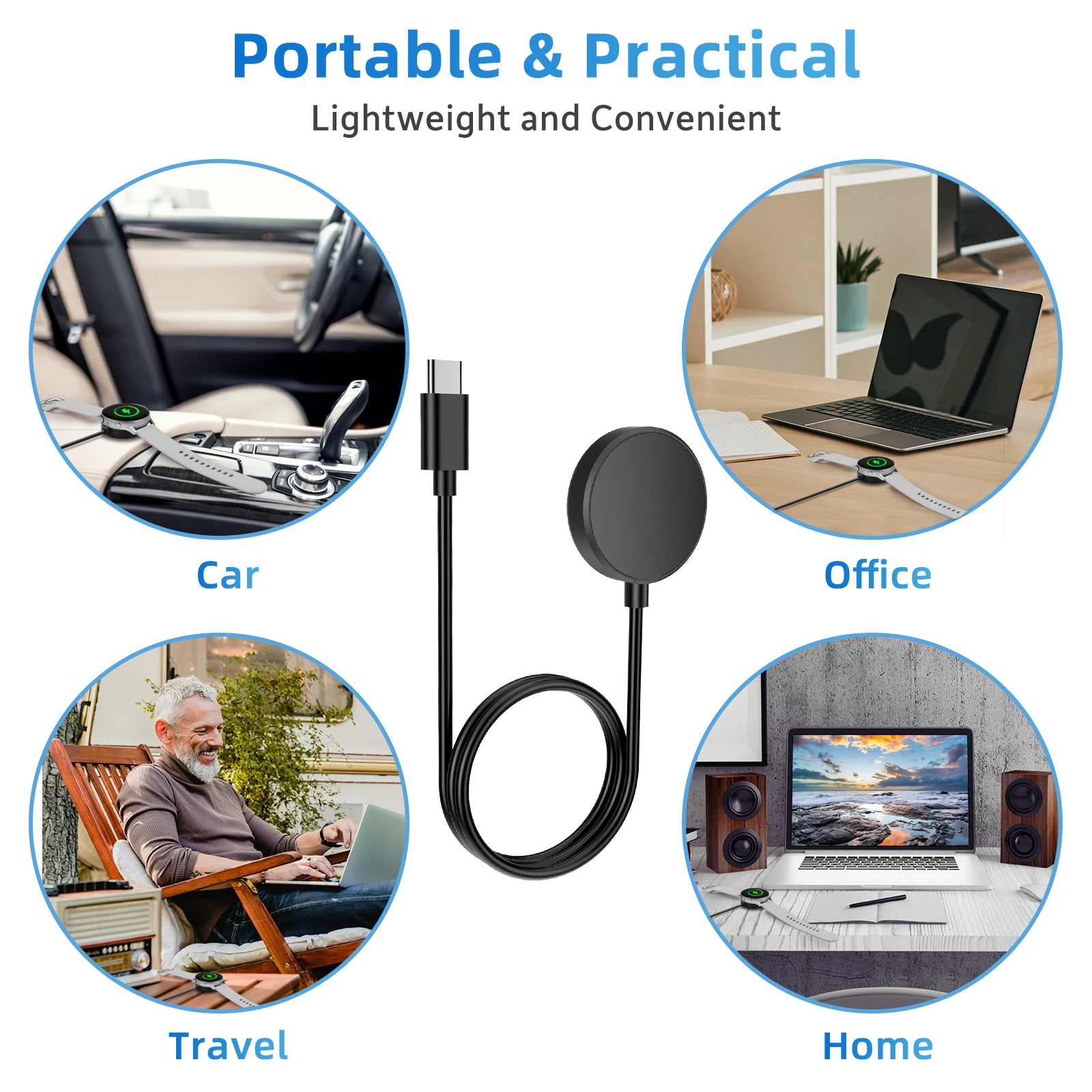 لساعة Samsung Galaxy Watch8/7/6/6 الكلاسيكية USB-C شاحن الساعة الذكية قاعدة شحن بديلة #5