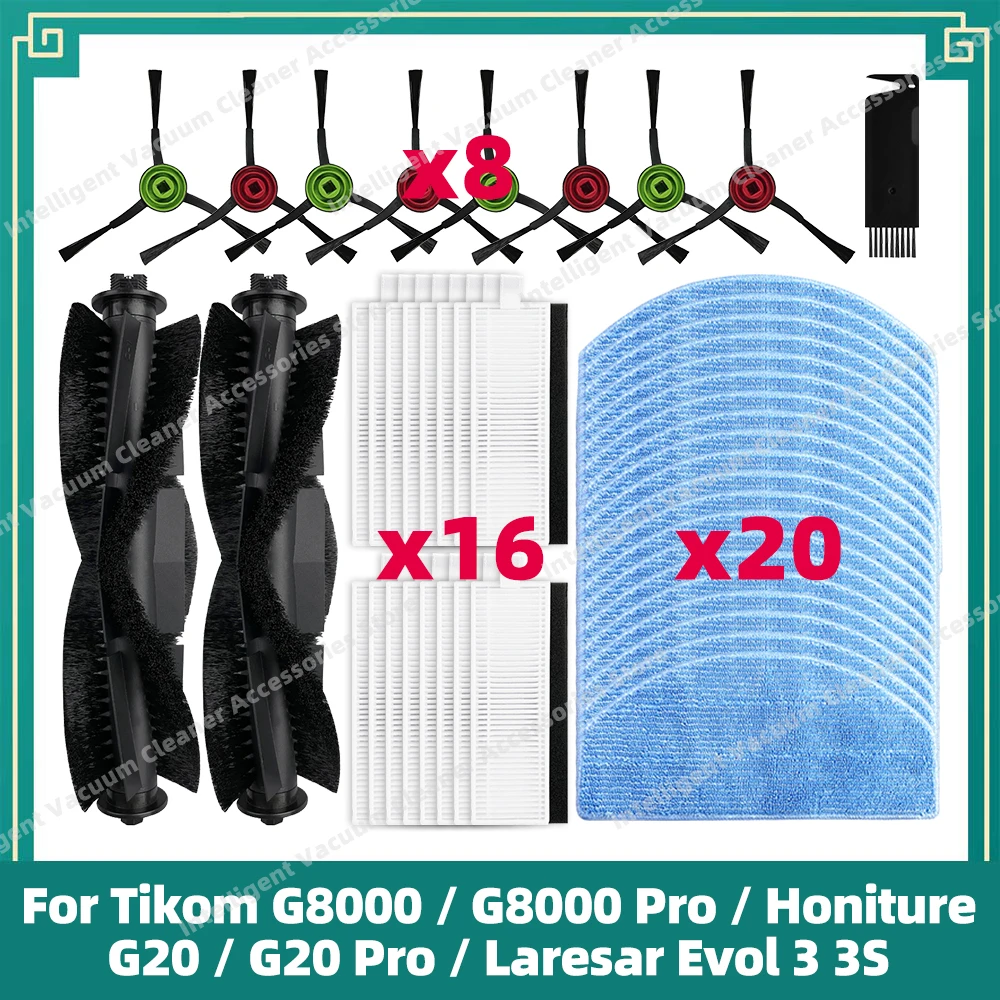 

Compatible For Tikom G8000 / G8000 Pro / Honiture G20 / G20 Pro / Laresar Evol 3 3S Main Side Brush Filter Mop Spare Parts