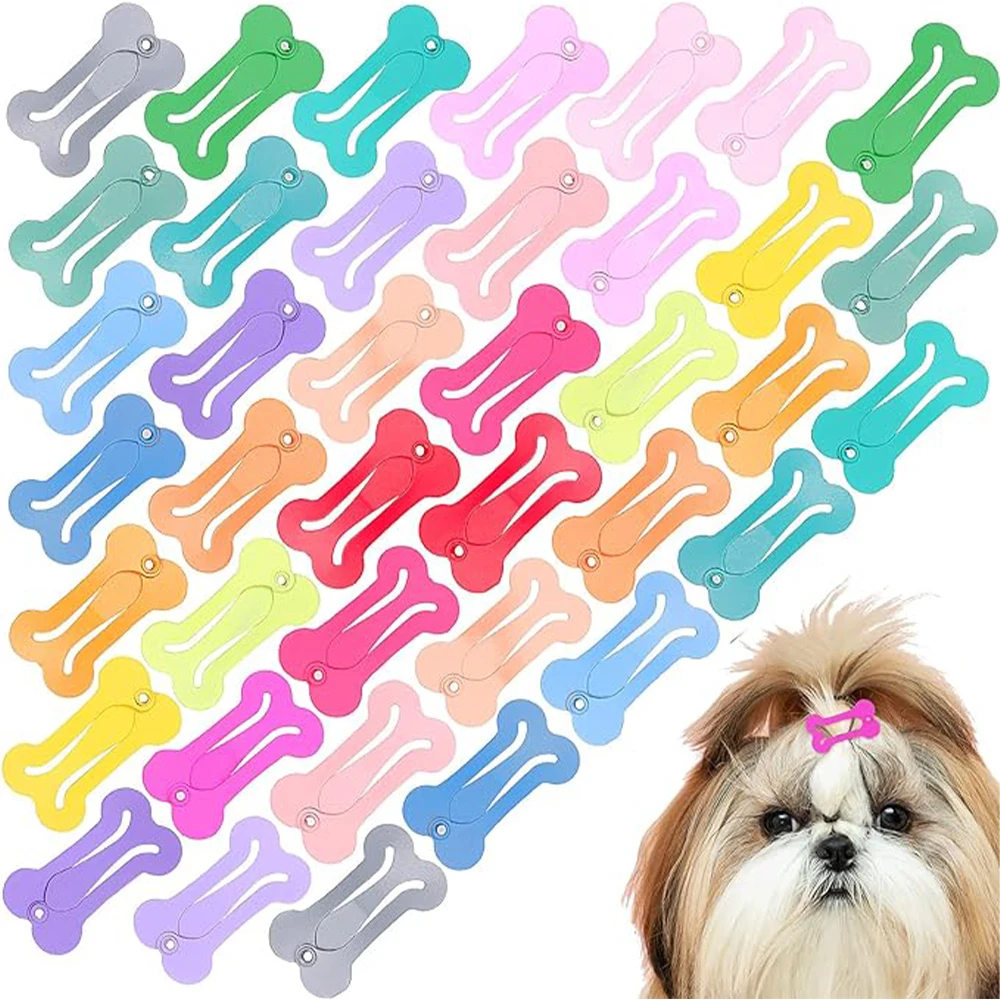 10PCS Colorful Bone Shape Hairpin Cute Dog Hair Clips Small Dogs Hairclips Pet Dog Grooming Accessories Pet Supplies