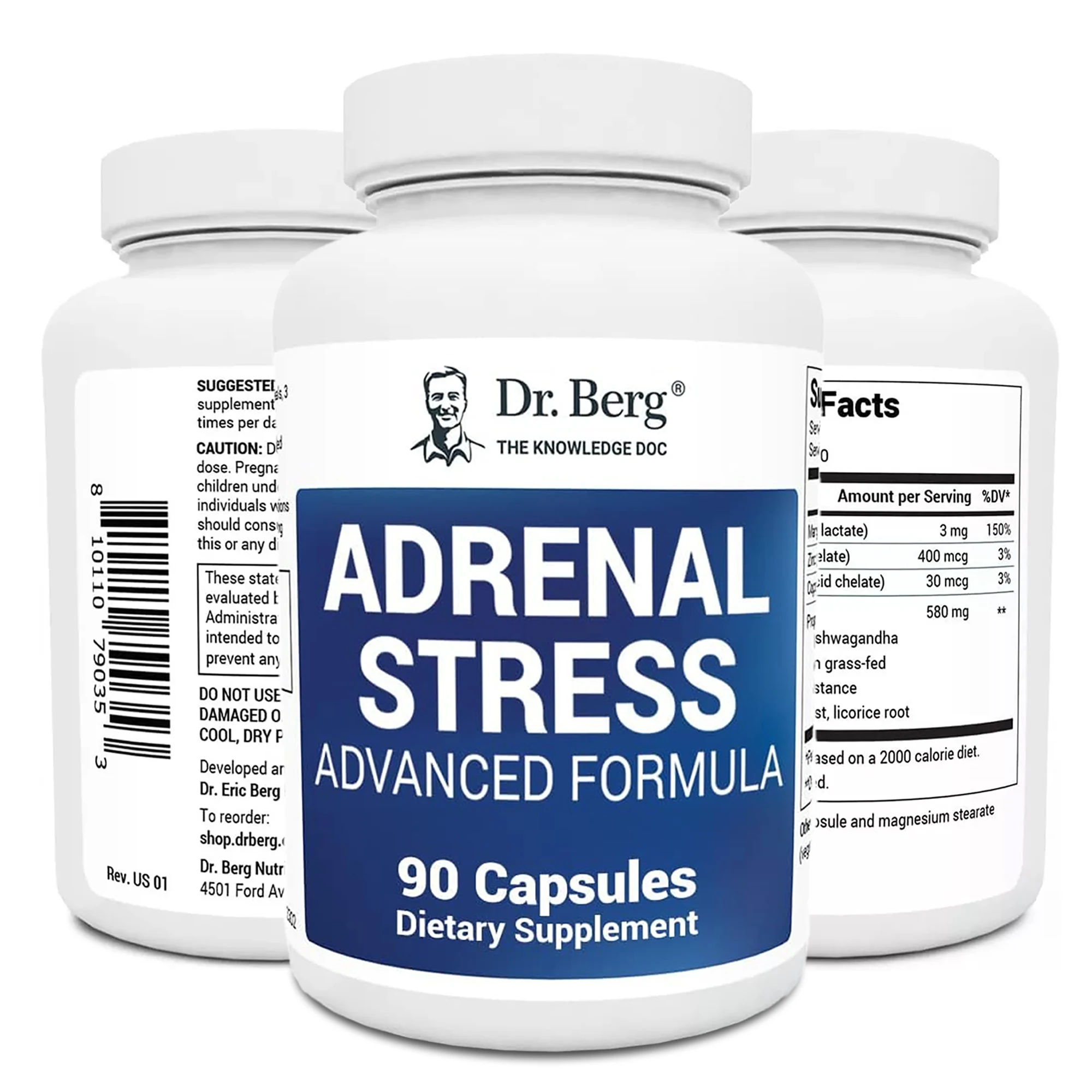 Adrenal Stress - Mood & Energy Support, Adrenal Support - L-theanine, Manganese, Zinc