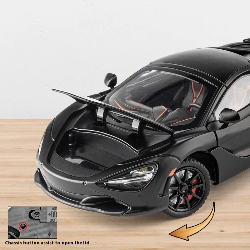 Super Sportcar ของเล่นจําลอง 1/24 720s รุ่นรถโลหะผสม Die Cast เสียงดึงกลับของเล่นยานพาหนะรุ่นเด็กของขวัญ
