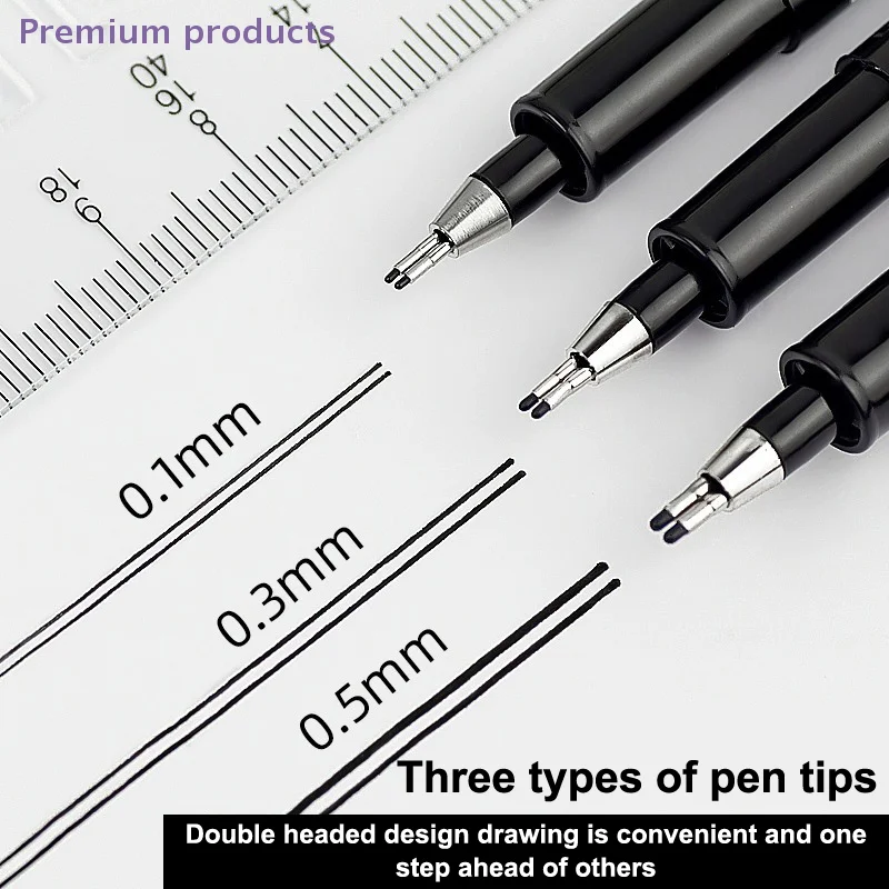 3/10PC Double-Line Gel Pen 0.1/0.3/0.5mm Essential For Double-Tip Permanent Paint Architectural Design Exams Note-Taking,