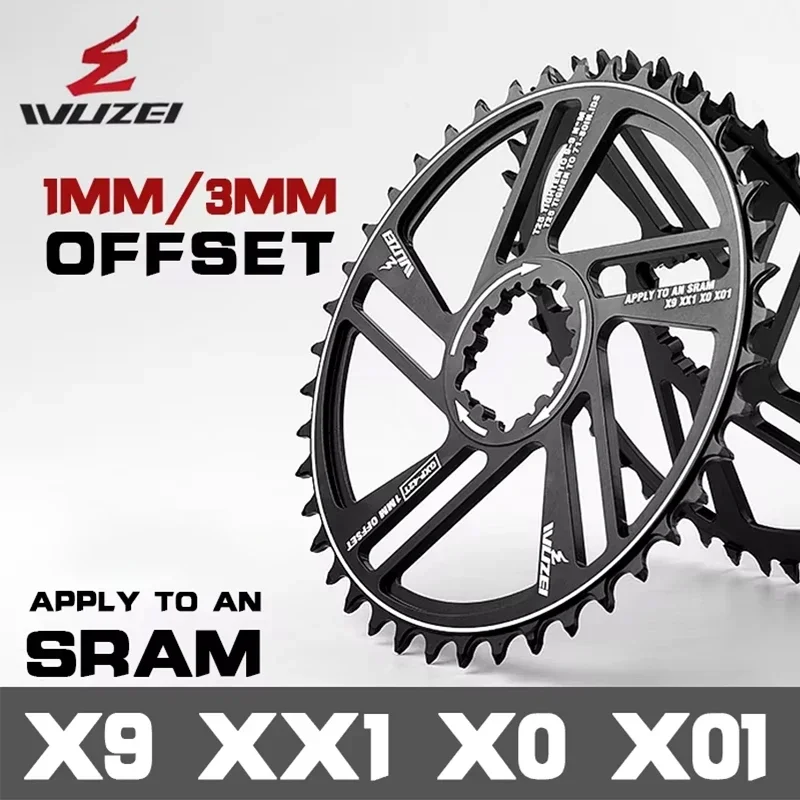 WUZEI 1mm/3mm/6mm Offset Chainring 30T 32T 34T 36T 38T 40T 42T Crank MTB Bike Crankset Bicycle Chainwheel for SRAM X9 XX1 X0