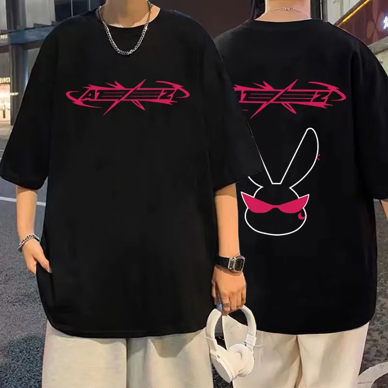 ATEEZ Band Album Double Sided Printed T-shirt Male Hip Hop Oversized Streetwear Summer Men Women Fashion Rock Style Tshirt Tops