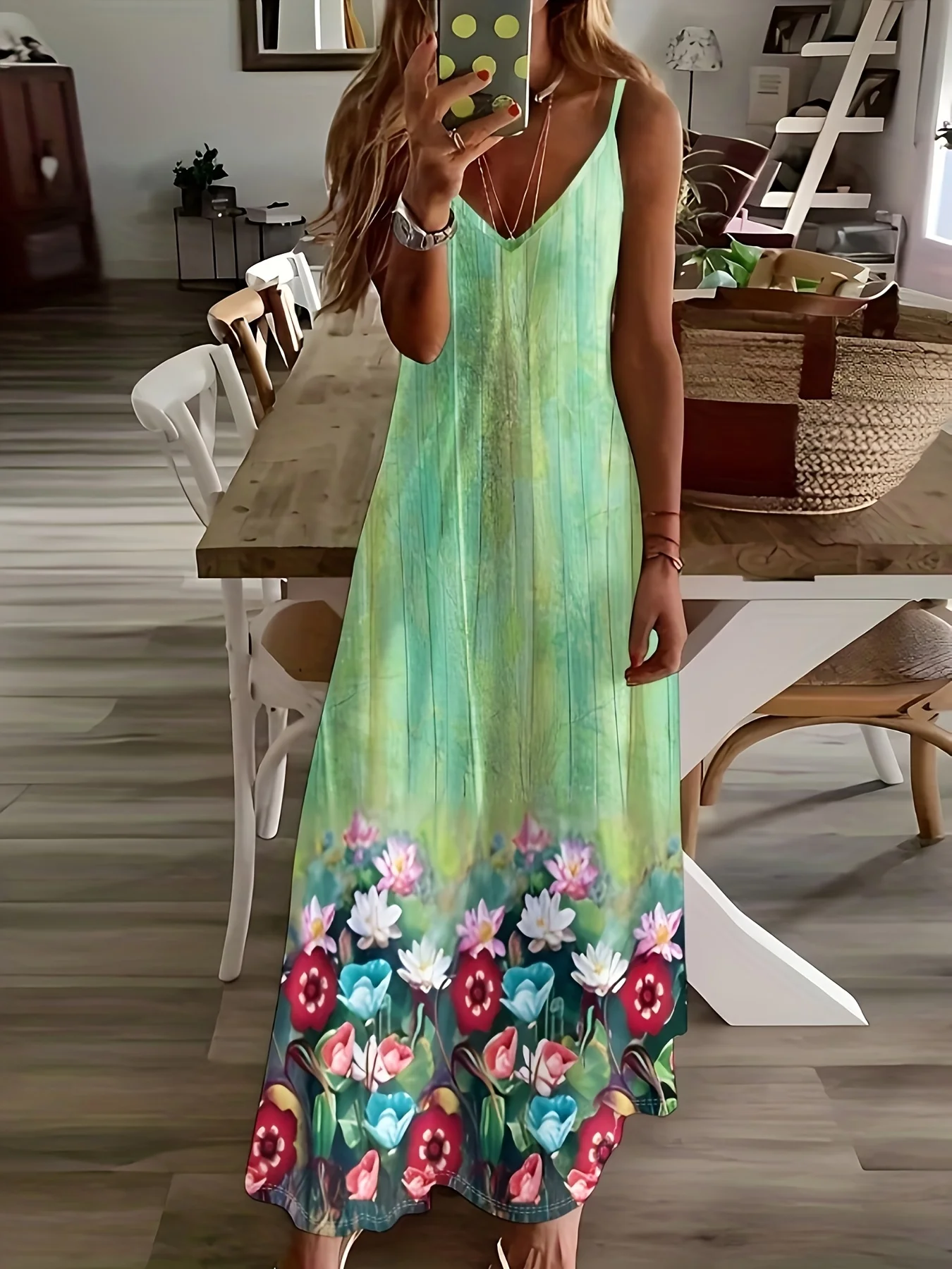 

Платье-слинг с цветочным принтом и разноцветными цветами, элегантный стиль, повседневный стиль, на все времена года.