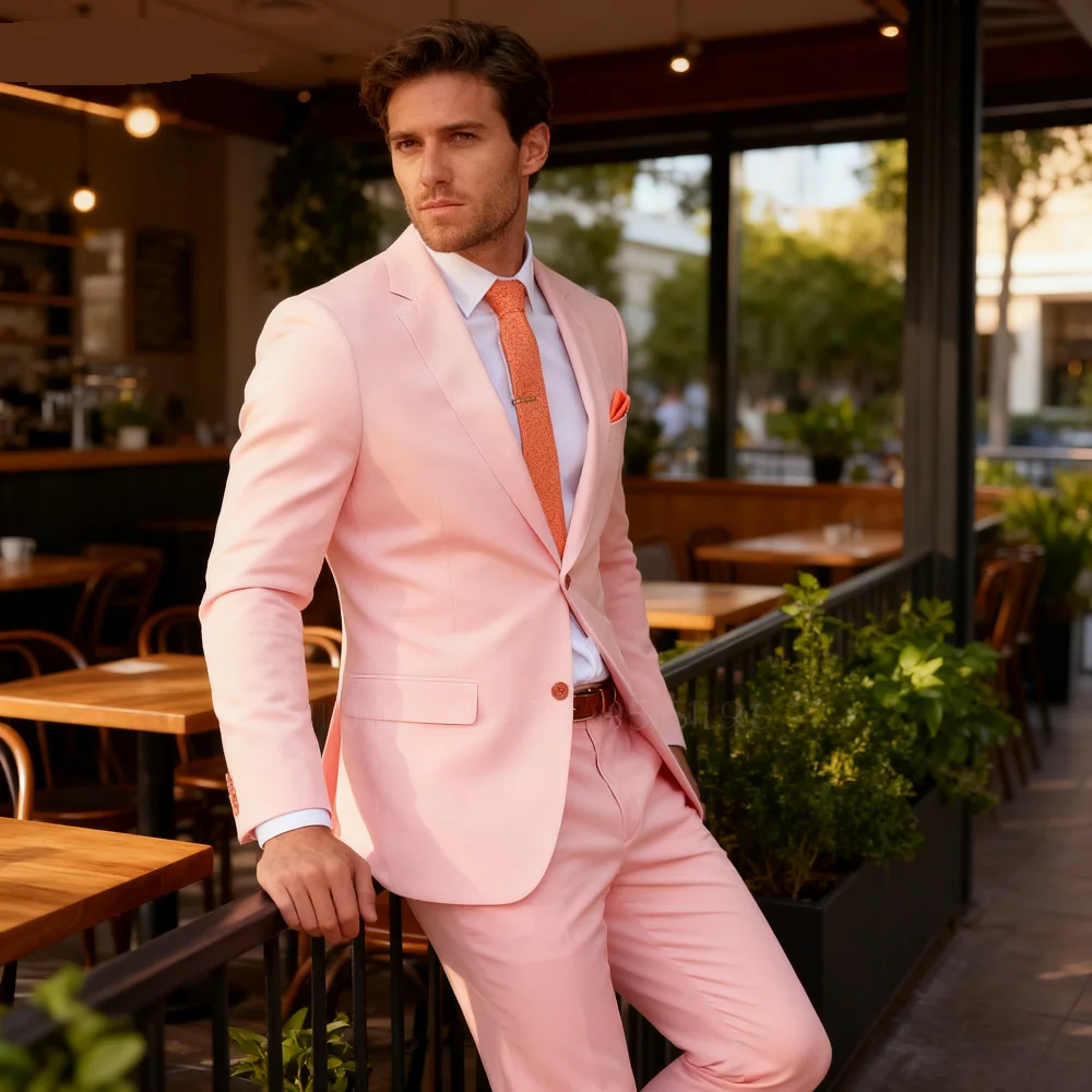 

Men's Slim Fit 2-Piece Wedding Tuxedo Business Suit Lapel Blazer Set for Party And Dance