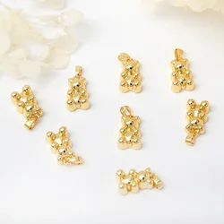2Pcs/4Pcs Brass Gummy Bear Charms With Bail Cute Animal Teddy Bear Pendants For Diy Bracelet Necklace Jewelry Making Accessories