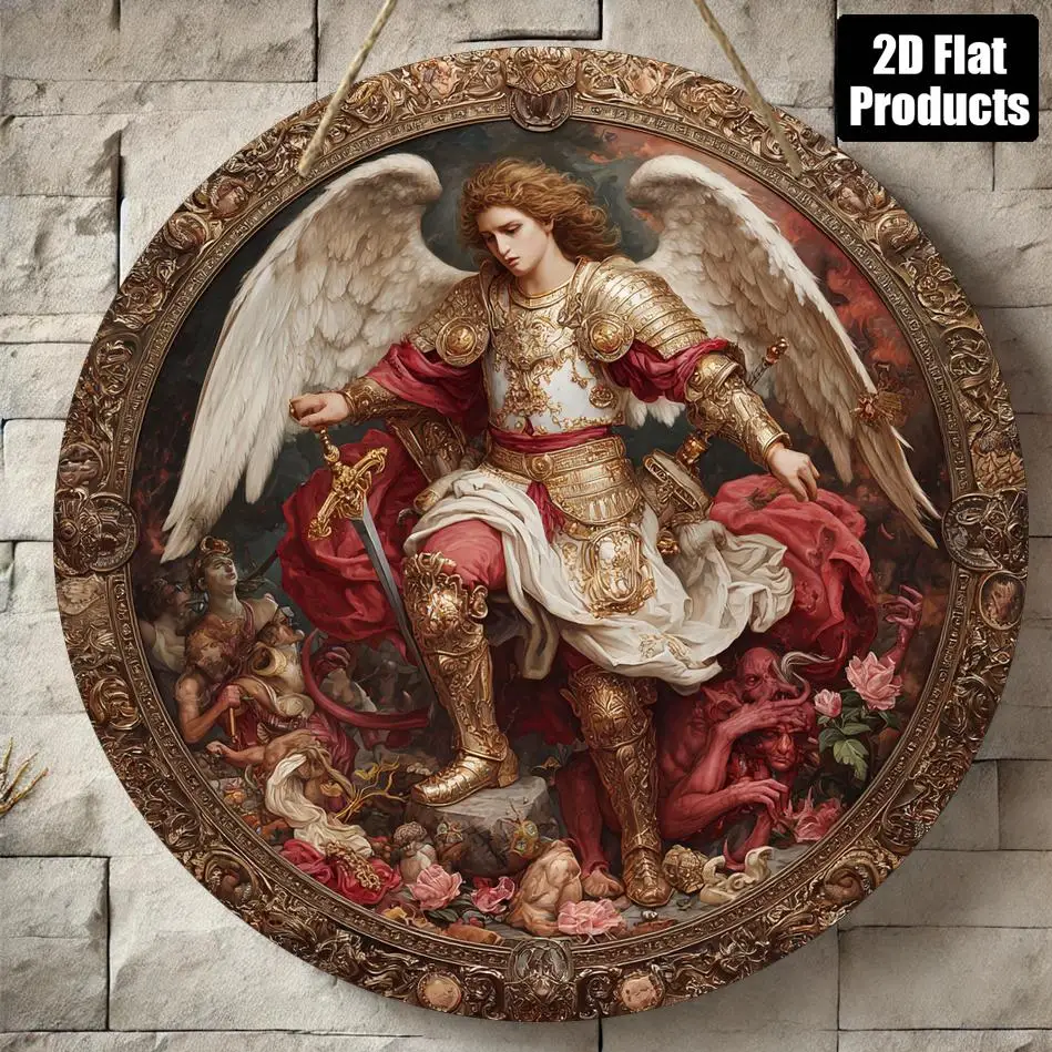 Placa de Madera del Arcángel Miguel, Icono Religioso Ortodoxo, Decoración para el Hogar u Oficina