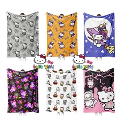 Hello Kitty Sanrio Halloween Blanket Winter Living Room Sofa Warm Large Flannel Blanket Office Multifunction Travel Blanket Gift