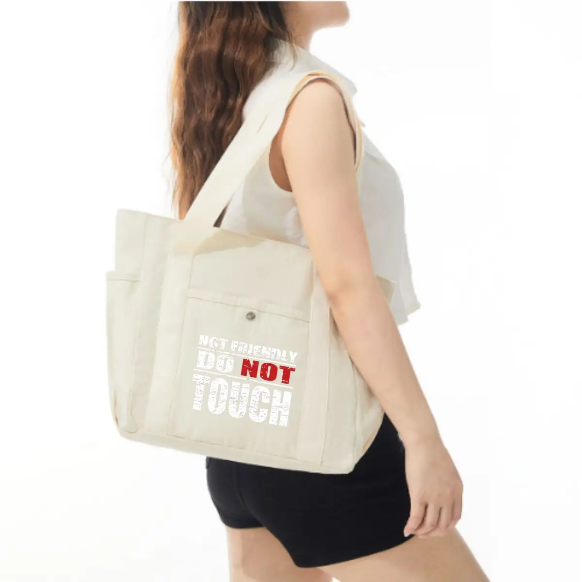 Touch Sign Guards Quiet Secret Large Capacity Tote Canvas Bag for Work Outgoing High Appearance Commuting