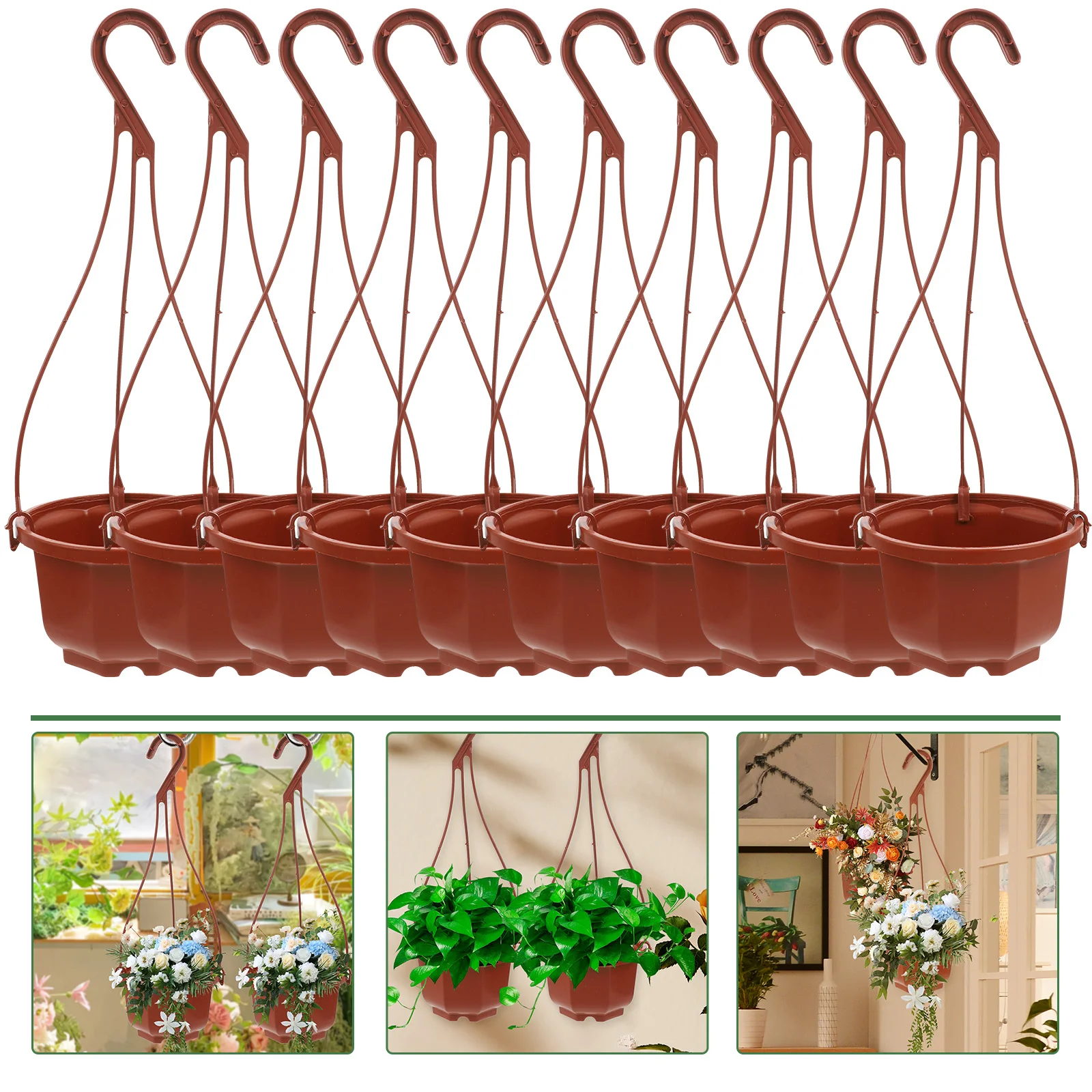 

15 sets Scindapsus Flowerpot Plastic Flower Planter Hanging Plant Pot with Hooks