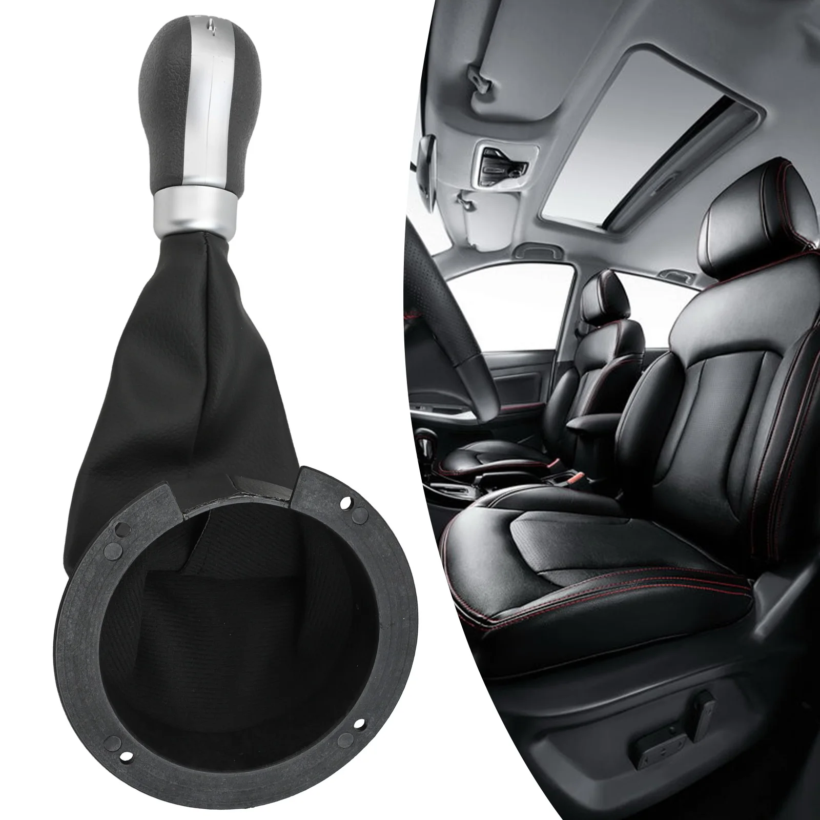

As Shown Dust-Proof Leather ABS Plastic Knob Long-lasting Use Premium Materials Smooth Gear Shifts Vehicle Accessory