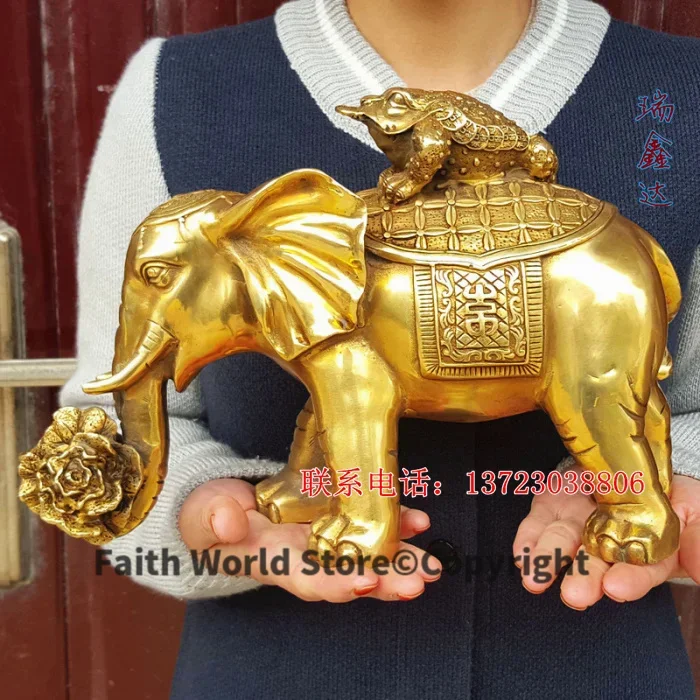 30CM large #Office home # efficacious Money Drawing Fortune to ward off bad luck divine Talisman Thailand Elephant Brass statue