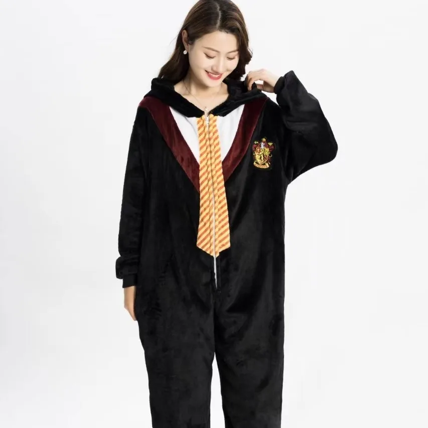 Harry Potter Cartoon Winter Pajamas Hogwarts Adult Plush Onesie Game Cosplay Full Body Pijama Cute Couple One-Piece