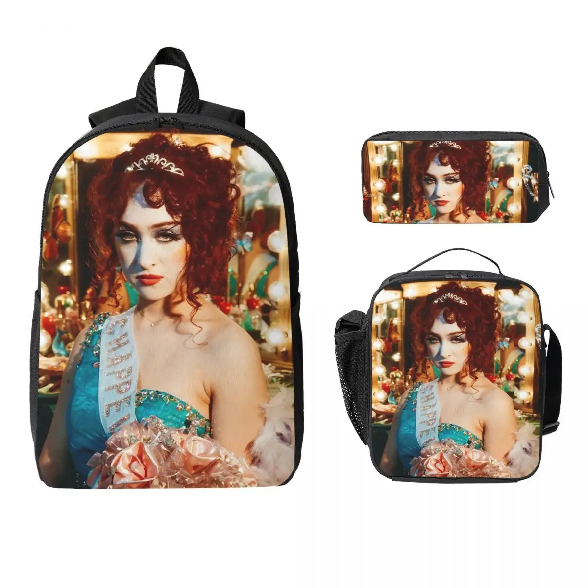 

Рюкзак принцессы Chappell Roan Midwest, сумка для книг для мальчиков и девочек, школьная сумка, компьютерные сумки на плечо, изолированная сумка для обеда 3 шт., пенал