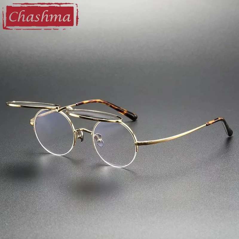Polarized Clips on Frame Eyeglasses Men Round Prescription Magnetic Glasses Titanium Optical Myopia Lenses Driving Glass