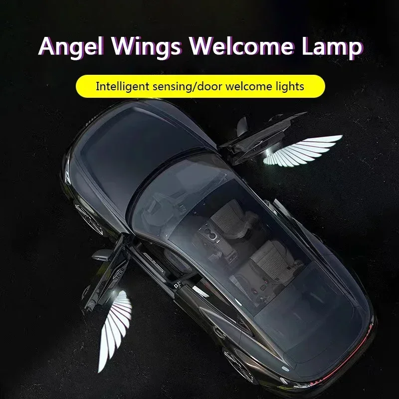 2Pcs Car Angel Wings Wireless Car Door Welcome Courtesy Shadow Projector Lamp LED HD Logo Light Cars Accessories image 4