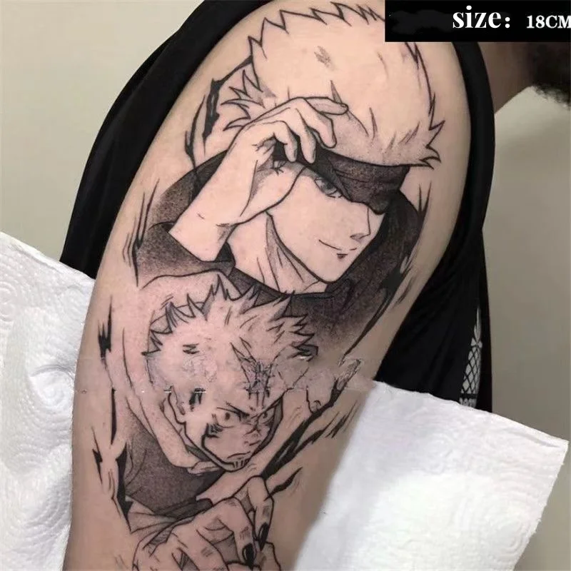 

Jujutsu Kaisen Anime Temporary Tattoos for Woman Man Cartoon Satoru Gojo Durable Waterproof Fake Tattoo Sticker Body Art Tatoo