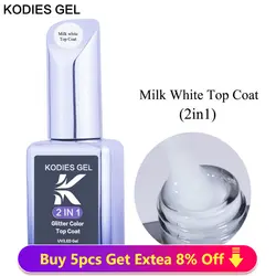 KODIES GEL Milky White Top Coat UV Gel Nail Polish Translucent Jelly Gel Finish No Sticky Brillant Semi Permanent Vernis Topcoat