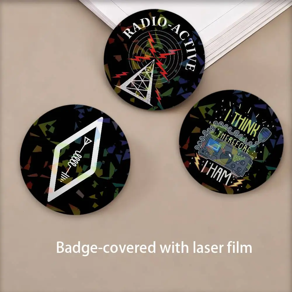 Amateur Radio Cool Badge Set Glass Shine Brooches Lapel Backpack Costume Gifts Decoration Birthday