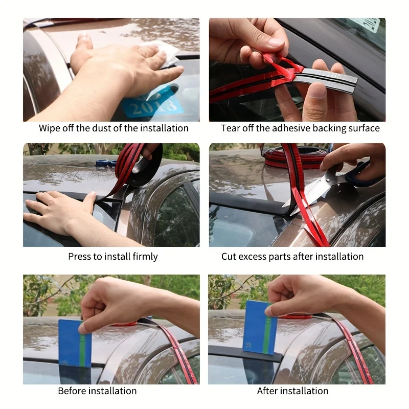 Car Rubber Seal Strips Auto Seal Protector Sticker Window Edge Windshield Roof Rubber Sealing Strip Noise Insulation image 6