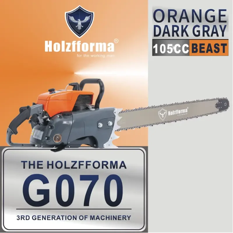 Holzfforma Orange Dark Gray G070 Gasoline Chain saw 105CC Luxury Wrap Handle Bar Without guide bar and saw chain