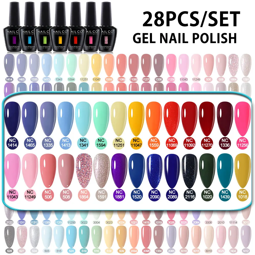 NAILCO 28 ألوان عدة هلام طلاء الأظافر مجموعة شبه دائمة مسمار الفن تصاميم UV هلام الورنيش ل قاعدة مانيكير ماتي معطف فوقي أطقم #5