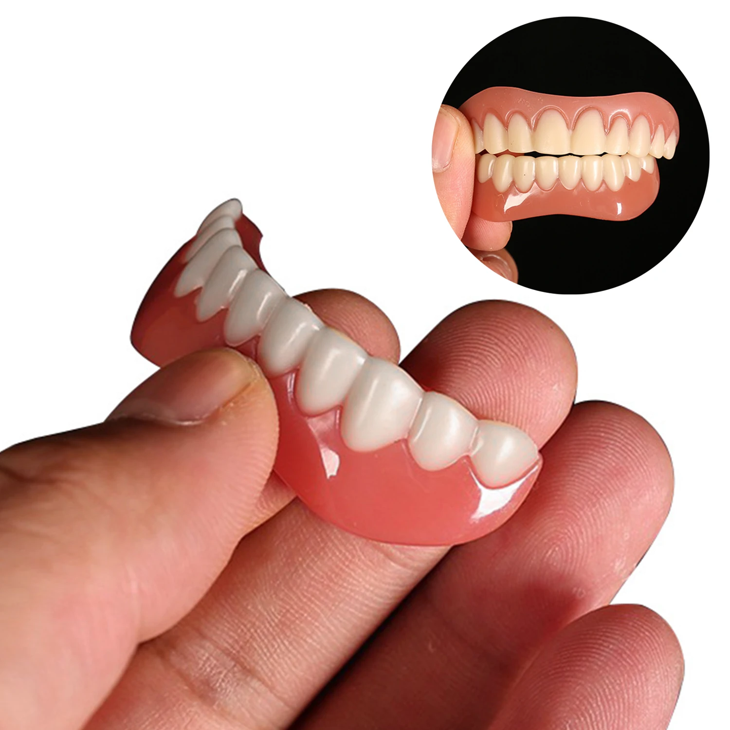 1pc Silicone Upper Lower Veneers False Teeth Laugh Veneers Dentures Paste Fake Teeth Braces Comfortable Fake Teeth Cover