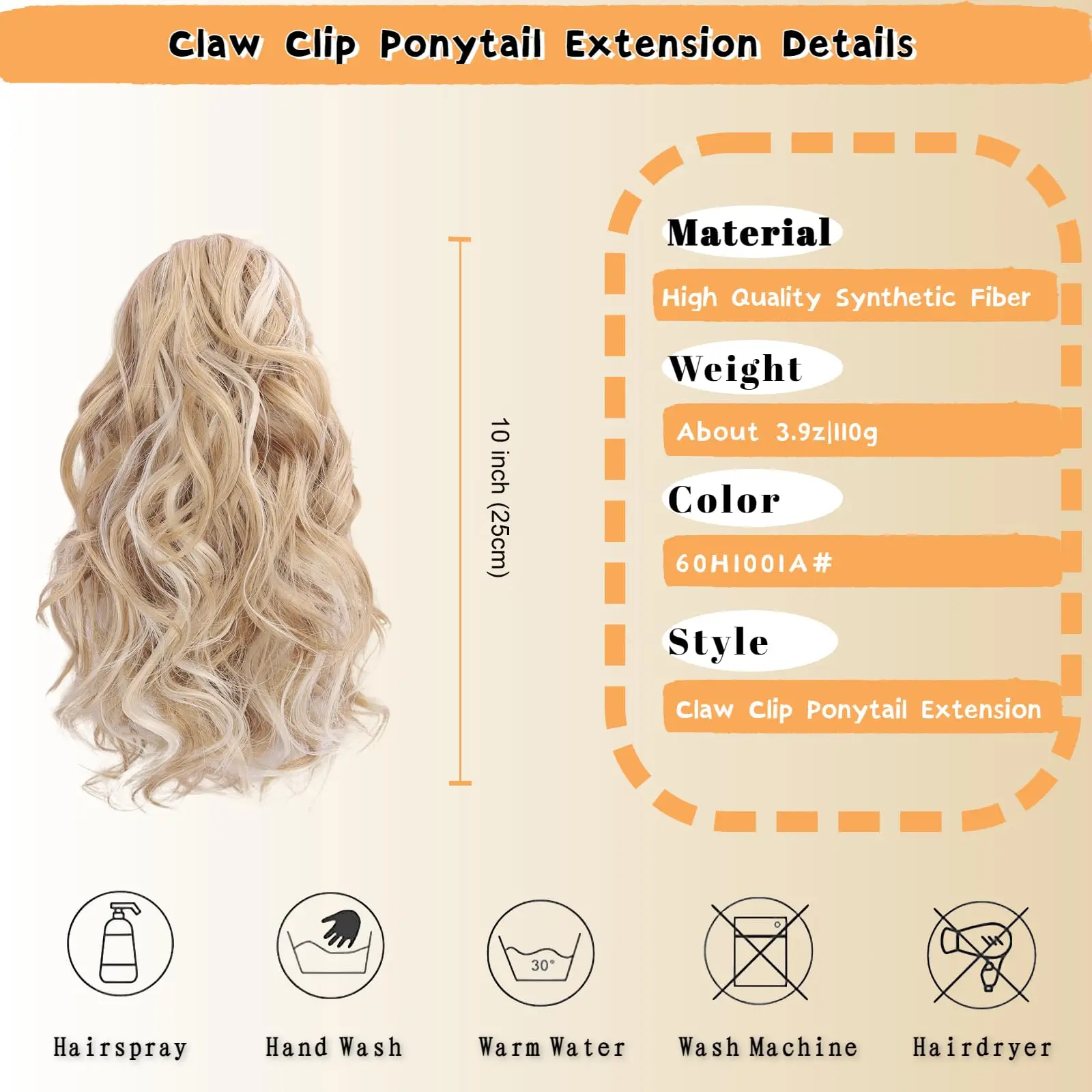 Synthetic Ponytail Extension 12 Inches Short Wavy Curly Claw Clip Ponytail For Women Daily Use Looking Wavy Ponytail