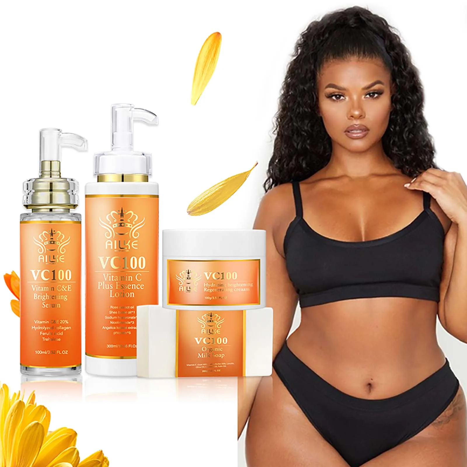 AILKE Juego de blanqueamiento orgánico, hidratante, iluminador, reafirmante y elasticidad de la piel, antiarrugas, cosméticos premium para mujeres