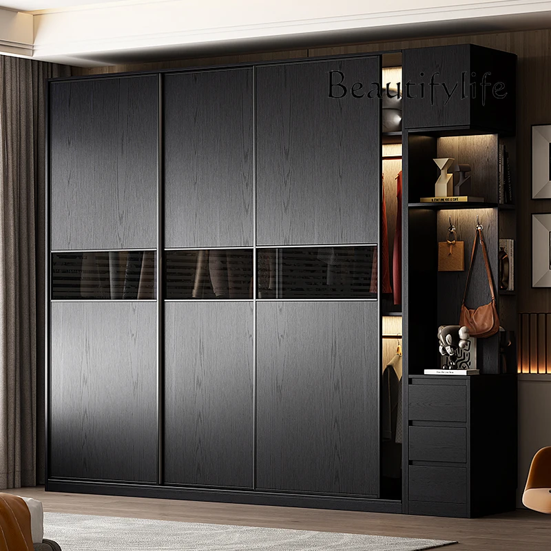 

black portable Sliding wardrobe clothes closet Organizer Double storage Open wardrobe luxury guarda roupa bedroom furniture