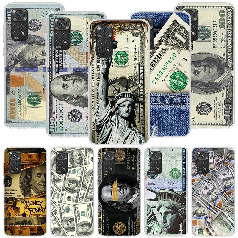 Banconota dollaro cassa del telefono in contanti per Xiaomi Redmi Note 13 12S 12 11S 11E 11 Pro Plus 11T 10S 10 9S 9 + 8T 8 7 Art Pattern C