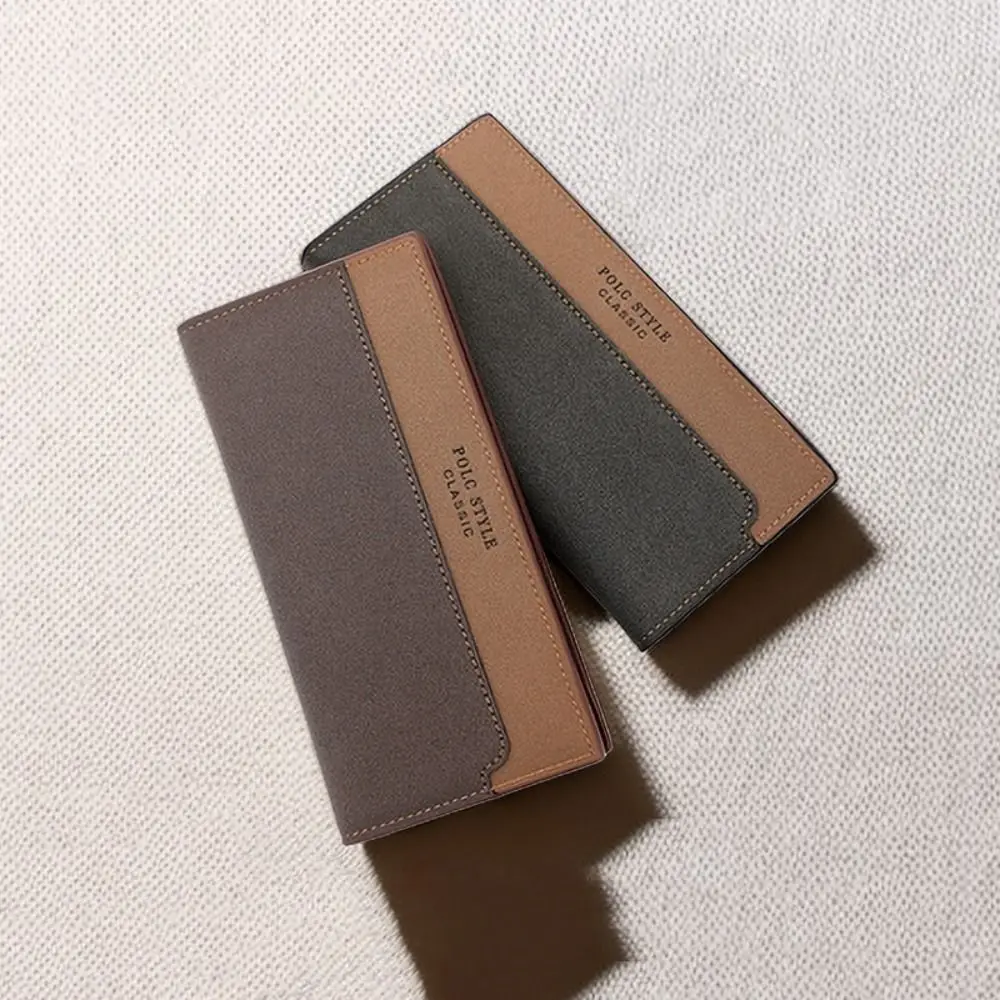 

Fashion Color Contrast Men's Long Wallet Leisure Contracted Men Coin Pocket Delicate Comfortable Three Fold Wallet Male