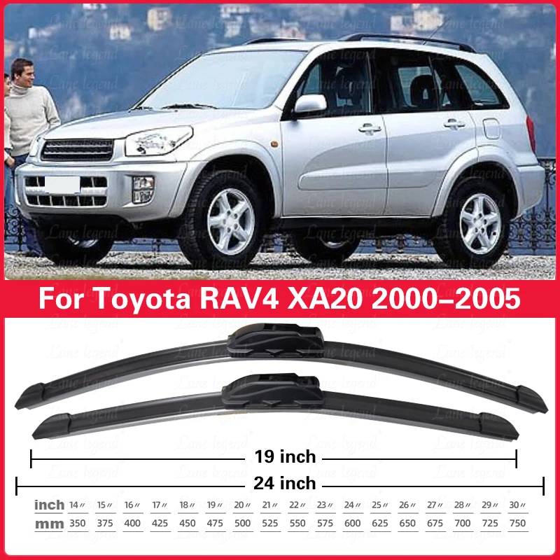 Frontscheibe Wischer Klinge Pinsel Scheibenwischer U Typ J Haken 2001 2002 2003 24 "+ 19" Für Toyota RAV4 XA20 2000-2005 Auto Zubehör