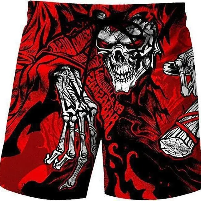 

Mens summer casual sports shorts cartoon print loose 3D printed beach