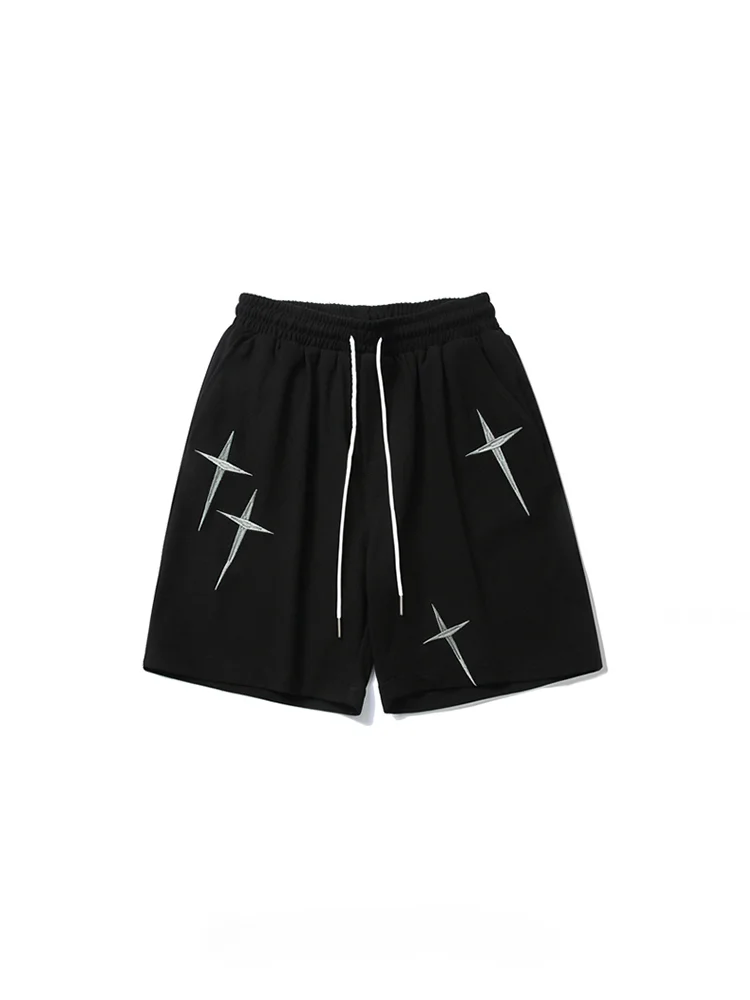 

WHXS American Retro Star Printing Trendy Brand Shorts Men and Women Versatile Street Loose Sports Straight Five-point Pants
