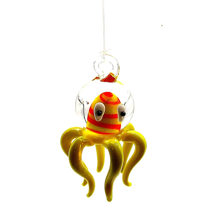 Micro Ocean World Aquarium Dekoration Anhänger handgemachte schwimmende Glas Oktopus Figur Aquarium Marine Tier Statuen Ornament
